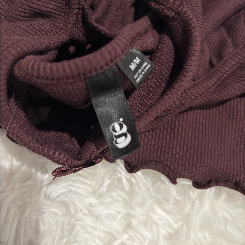 Garage Deep Purple Ruffle Strap Crop Top - Picture 3 of 3
